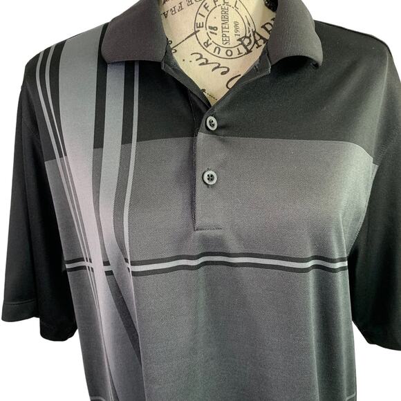 Nike Golf Men's Medium Polo Shirt DRI-FIT Polyester 3 Button Closure Black Gray - Picture 2 of 9